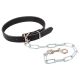 Dog Collar Leather w Chain size 3